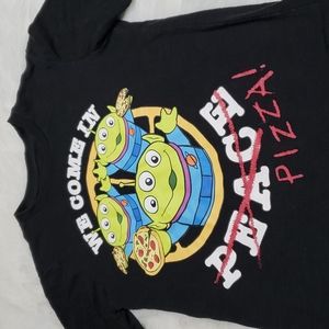 Boys Small Disney's Toy Story Little Green Aliens Black Short Sleeve